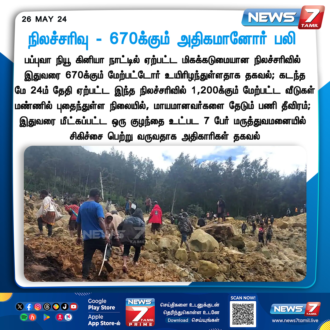 நிலச்சரிவு - 670க்கும் அதிகமானோர் பலி 

news7tamil.live | #PapuaNewGuinea | #landslide | #Death | #News7Tamil | #News7TamilUpdates