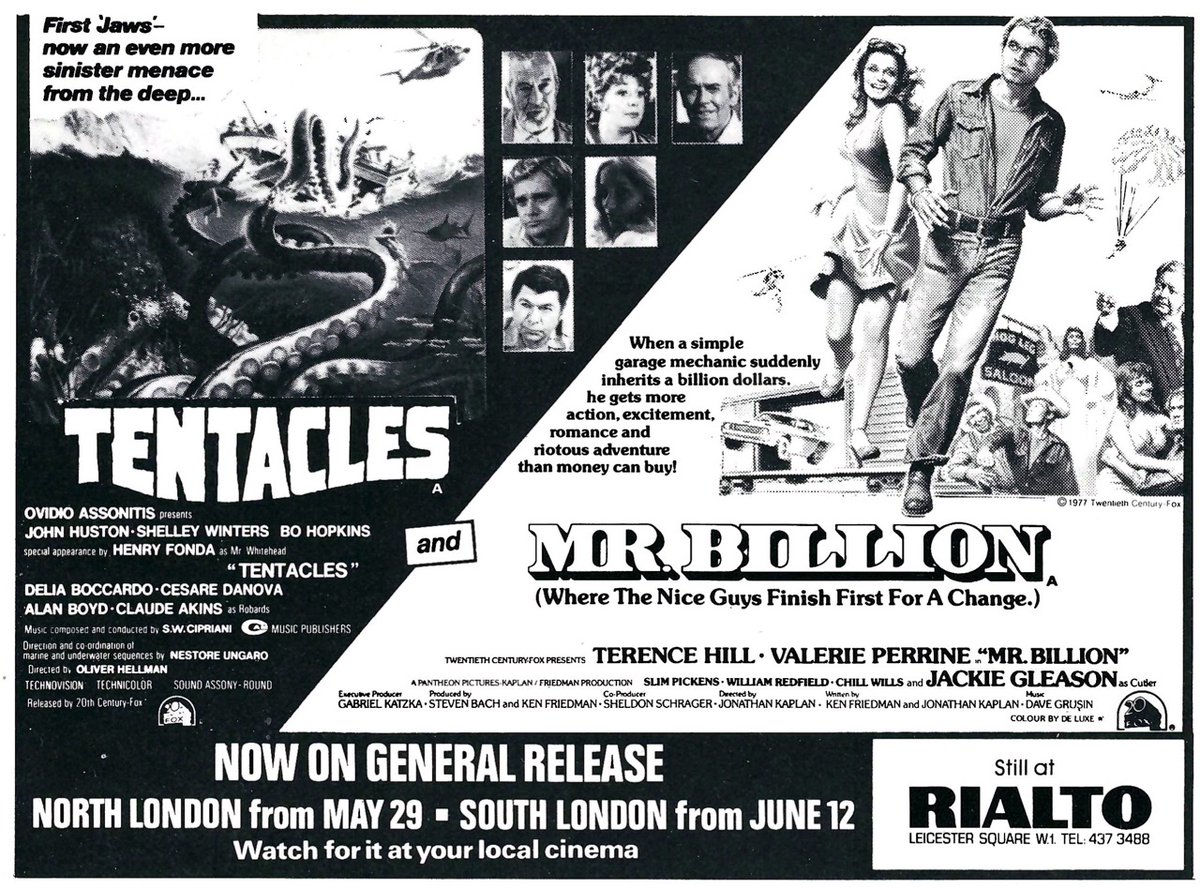 TENTACLES opened at the Rialto in London with MR BILLION on this day, May 26th, 1977..