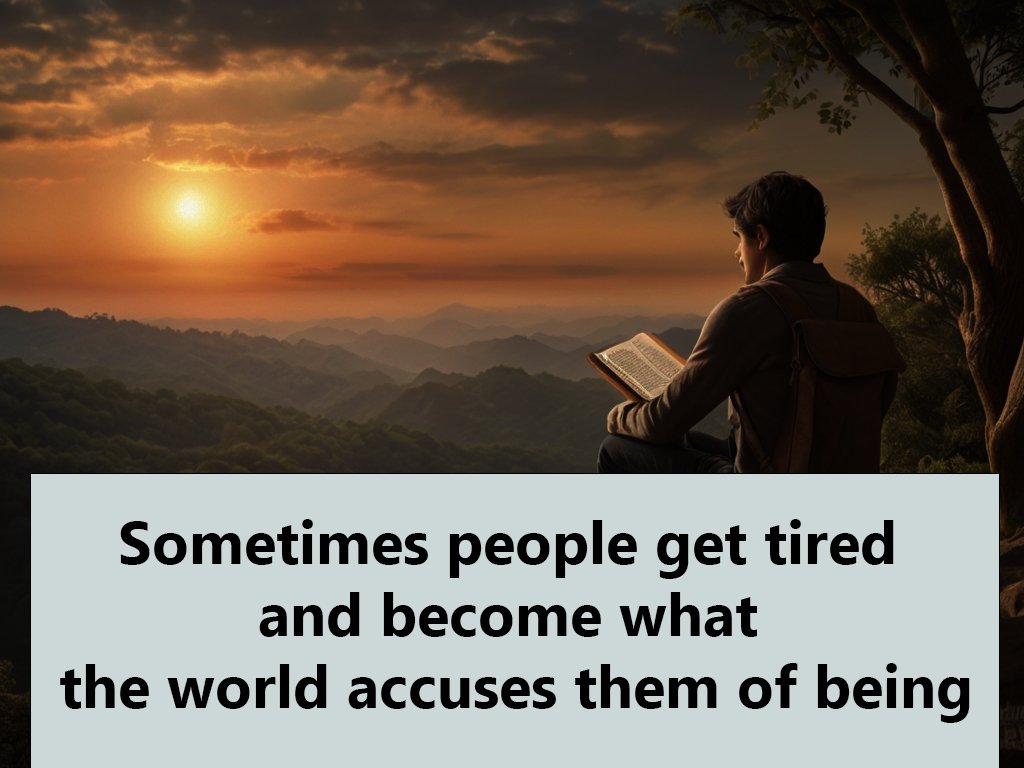 Sometimes people get tired and become what the world accuses them of being