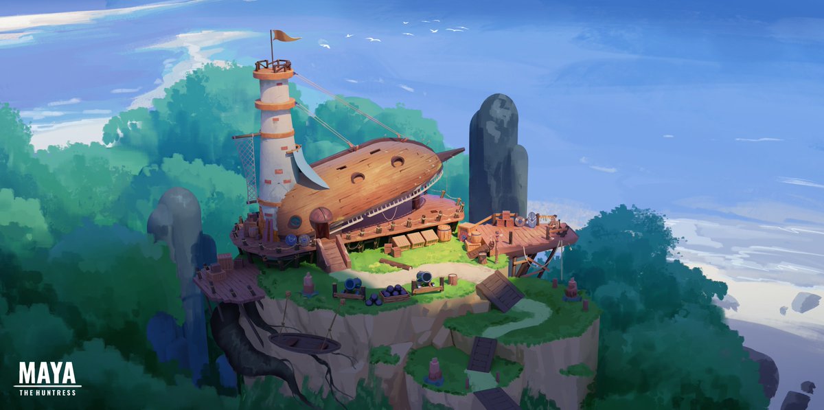Maya The Huntress hideout design
a personal project of mine
this probably the very first time i try to push the 3D and then overpaint the rest
it's hard but it's worth it

btw i'm still looking for work 👀
so if you looking for concept or visdev artist
Feel free to contact me