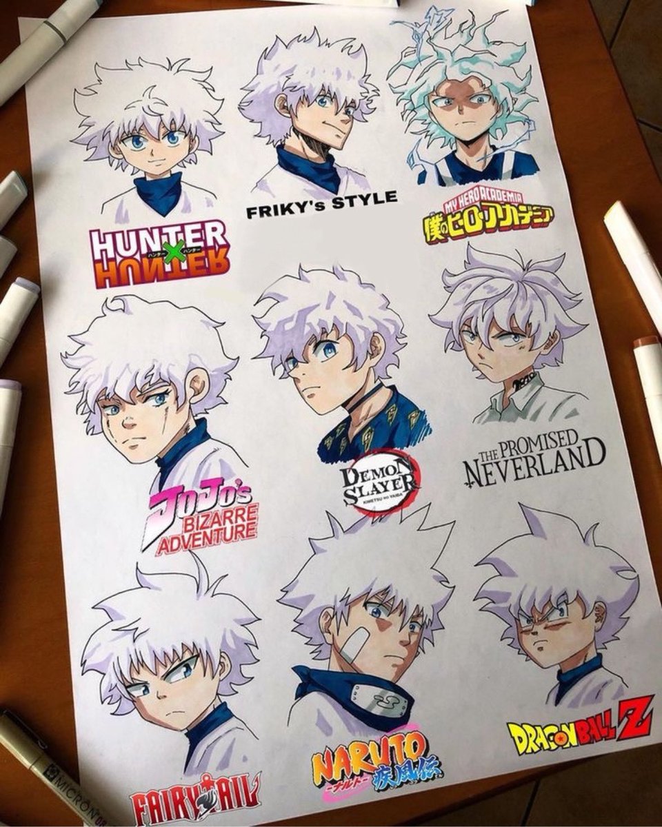 Killua in different anime style.