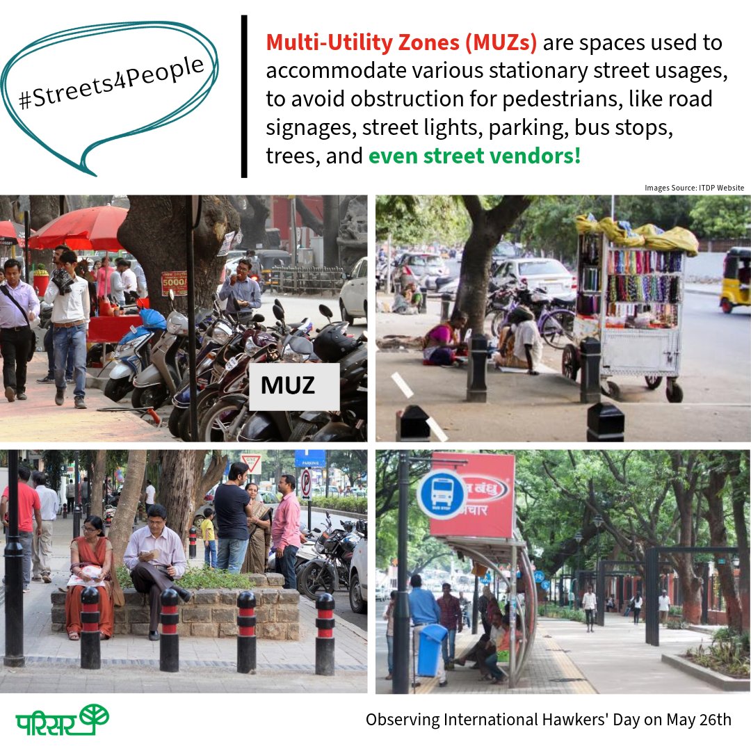 Importance of Multi-Utility Zones (MUZs)... Embracing urban #street designs that foster harmonious coexistence between pedestrians and #streetvendors. Let's build vibrant, inclusive cities where everyone thrives! Observing #InternationalHawkersDay on May 26... #Streets4People