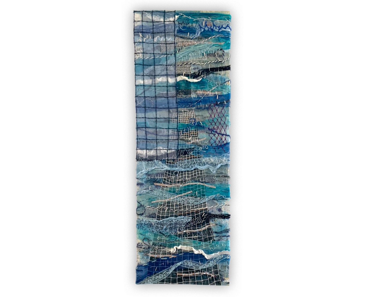 “Fuller Pool” by Jill Blanchette, part of our 2024 Fiber Art Exhibit, incorporating textiles & embroidery, on exhibit & for sale in the gallery thru 5/30. Online: gallery53.org/fiberartexhibi…

#connecticutartists #ctartist #ctarts
 #textileart #fiberart #art #textiles #textiledesign