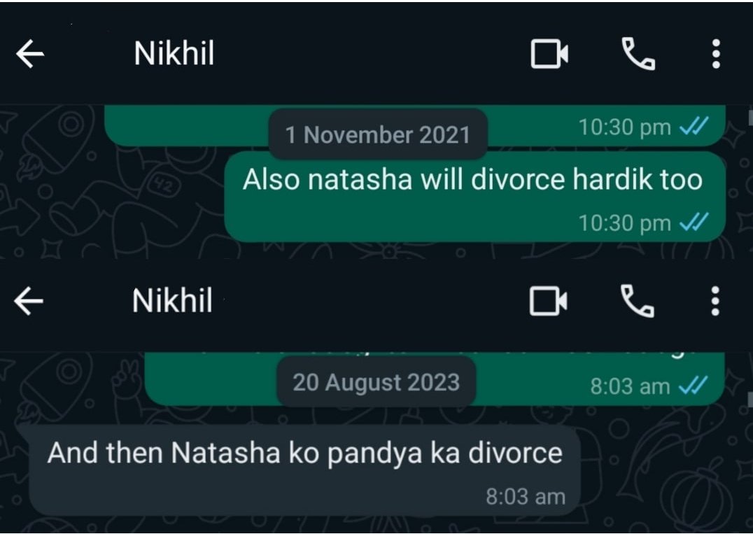 I predicted in the chat about divorce of #NatasaStankovic and HardikPandya two times on different dates. Feel tough luck to him. #hardik #natasha #T20WorldCup