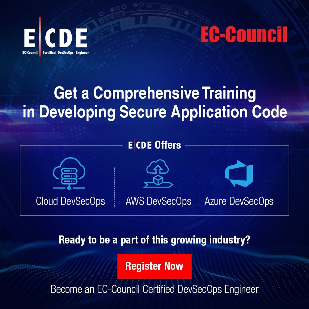 ECCOUNCIL's tweet image. Learn how #DevSecOps can secure cloud environments like AWS and Azure with our Certified #DevSecOpsEngineer (E|CDE) course. Gain real-world experience securing code at every stage of the #SoftwareDevelopmentLifeCycle.

Learn More: buff.ly/4cdJwO1