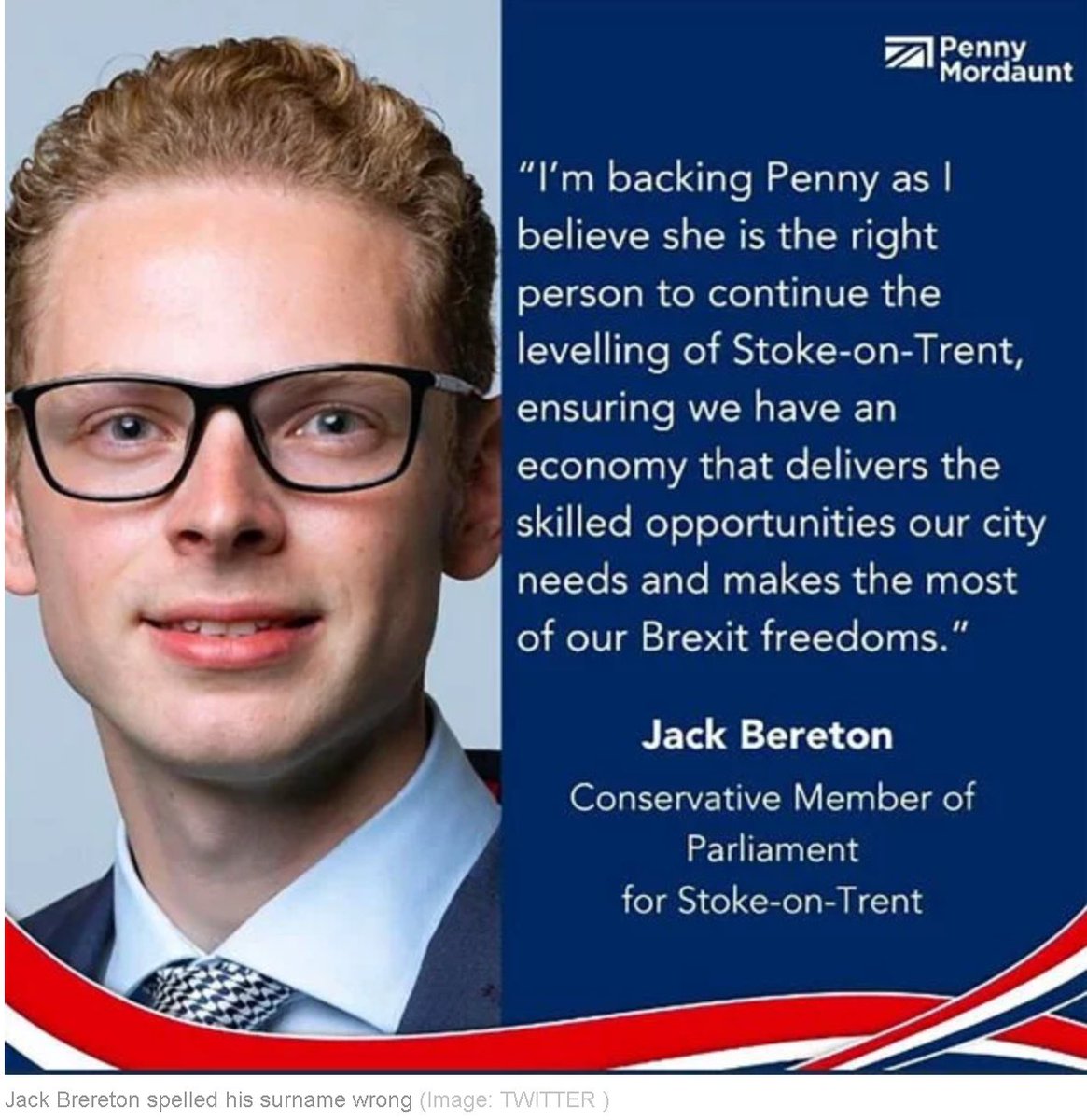 One from the archive (July 22) when the Tory MP for Stoke South Jack Brereton supported Mordaunt in the 'levelling' of SOT and spelled his own name wrong. 
#BreretonOut #ToriesOut689