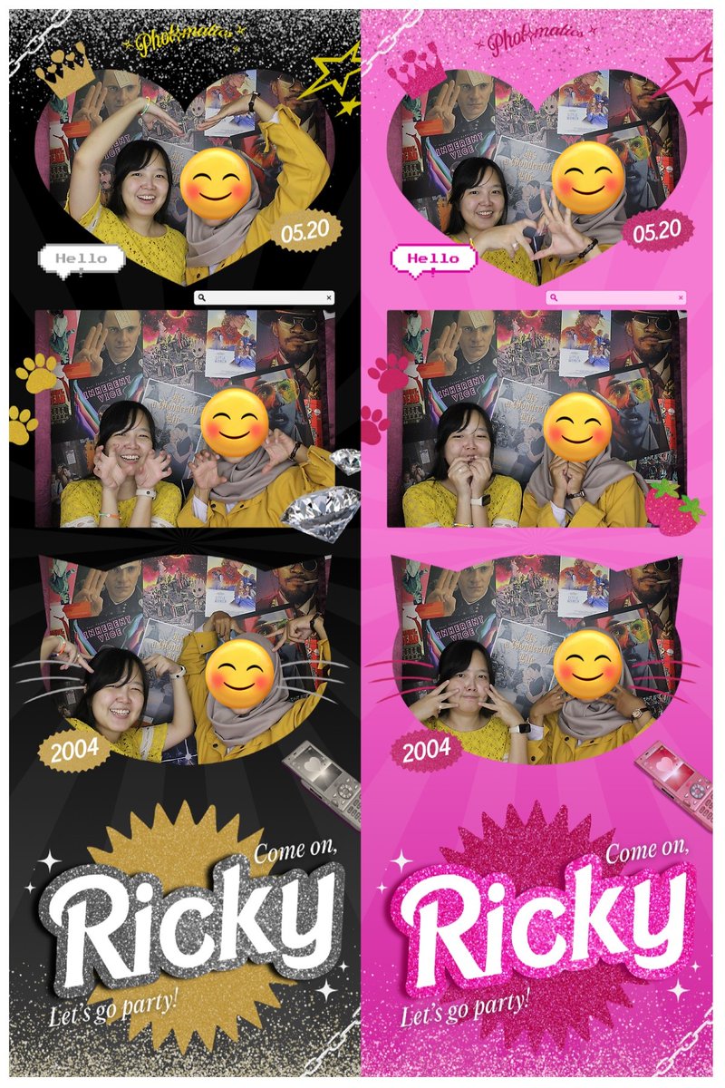 Rei230210's tweet photo. Selain foto Matthew, foto bareng @mattraestx juga pakai frame Ricky juga dari @paguyubanmawar
Temanya black-gold sama Barbie banget. Bener-bener berasa Ricky.
Pas juga kita pakai baju kuning, jadi matching!
#RICKYWorld https://t.co/td1CrGPGTG