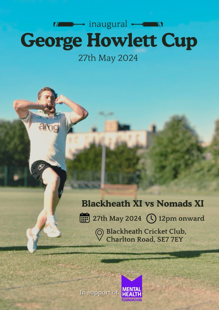 George’s team mates and friends have arranged this match tomorrow in aid of the Mental Health Foundation. Thank you so much.