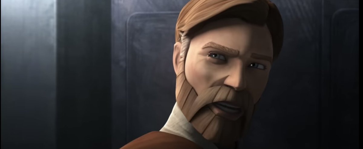 Obi Wan is only 38 here and is already displaying white hair near his ear. The Clone Wars stress must have REALLY taken a toll on him