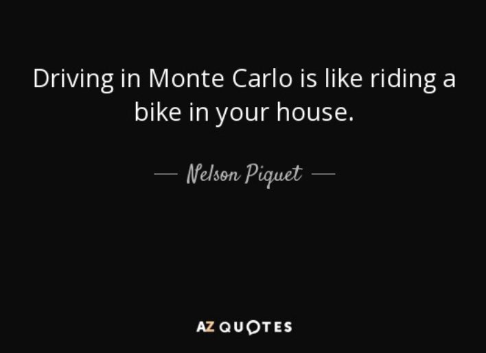 RunLondon's tweet image. It’s Monaco Grand Prix day. There’s a well used quote from Nelson Piquet who said, driving a Formula 1 car is like riding a bicycle around your . . . ? Well, reading Damon Hill’s book ‘Watching The Wheels’ this morning and he’s got a new part of the house. #F1 #monacogp