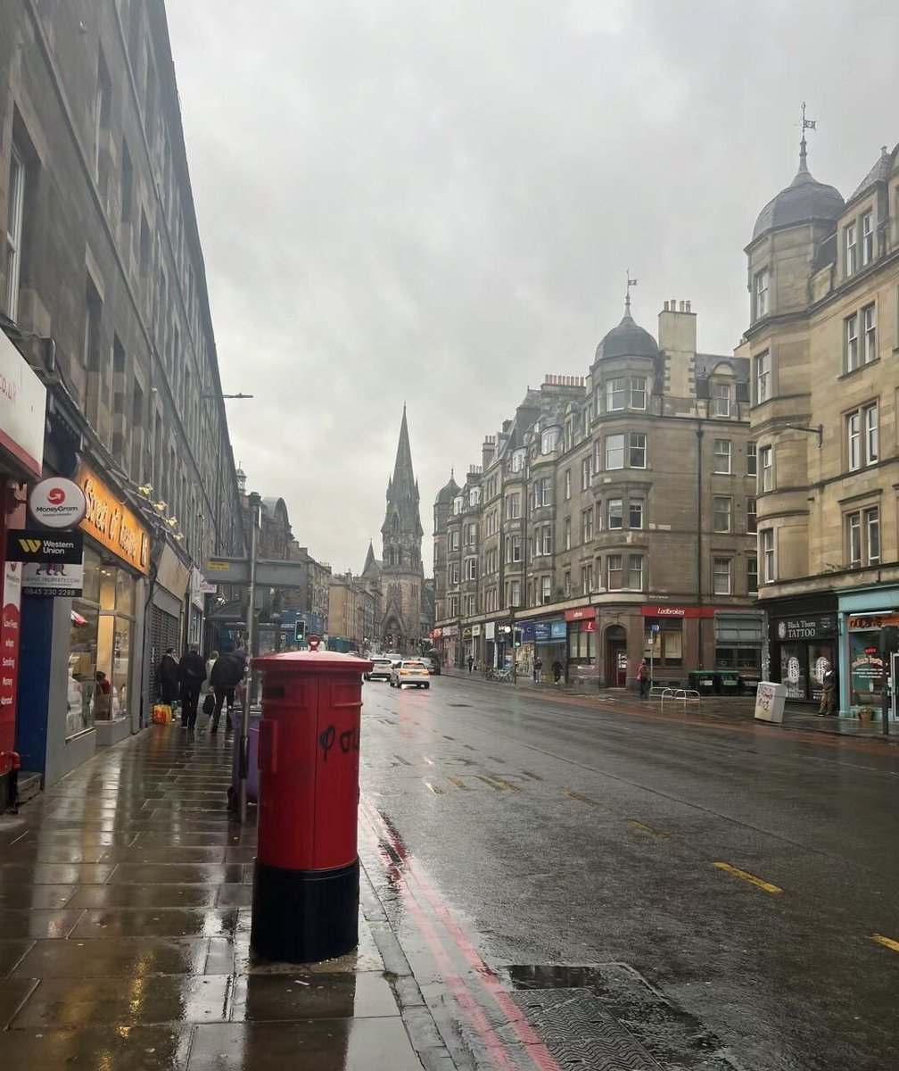 It rained in Edinburgh, England today