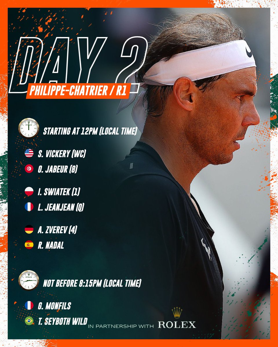 Order of play for day 2, what a day ⚡️

Check out the full order of play 👉bit.ly/rg24oopd2

#RolandGarros
