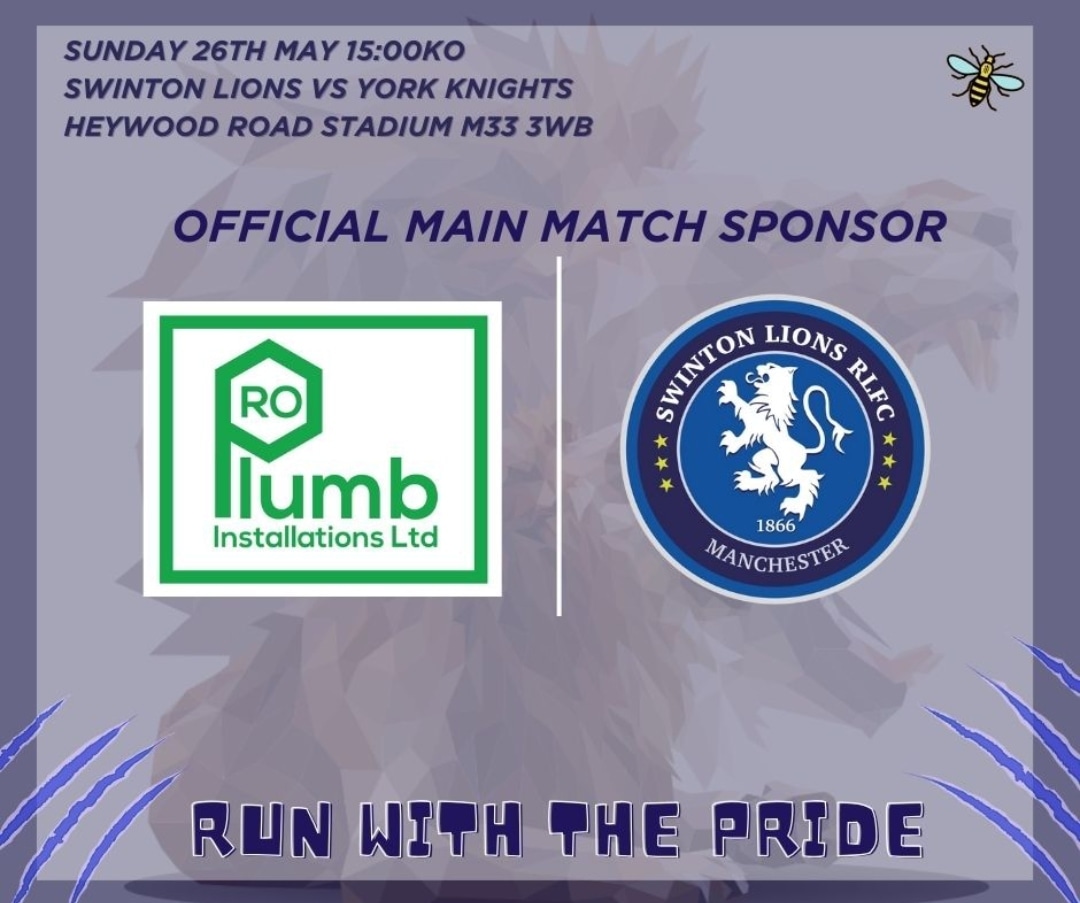 Big thanks to Leigh Bollard & Wesley Palmer and all at Pro Plumb Installations, Prestwich for their kind sponsorship of today's match.
#COYL #OriginalLions
