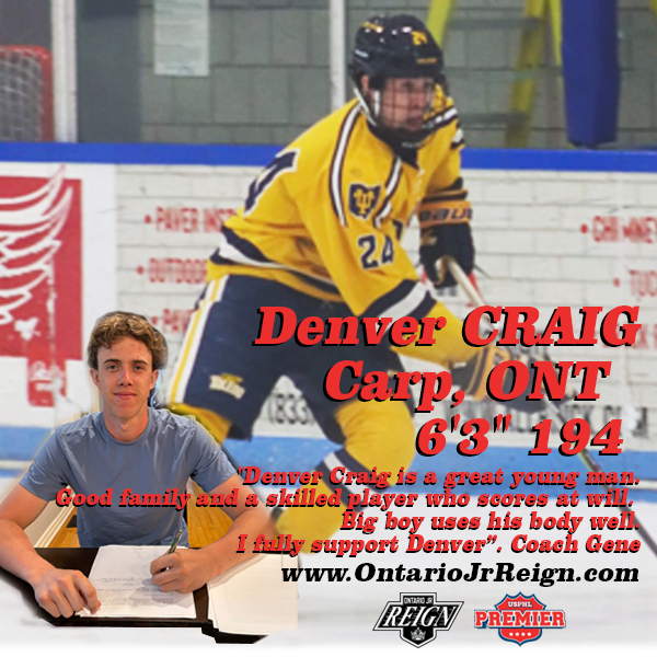 ontariojrreign's tweet photo. Denver Craig Signs with OJR for the 24-25 USPHL Season
#OJR #Weapon #SoCalPuck https://t.co/Uk3PlJtw7H