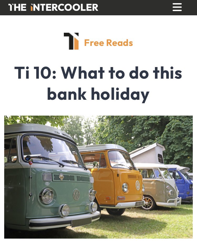 There is still time to attend many of the events on our Ti 10 list, including: - Masters Historic Festival at Brands Hatch - Sandringham Pageant of Motoring - Prescott Speed Hill Climb in Cheltenham - Porsche Club GB at the Ace Cafe Find out more: the-intercooler.com/library/blog/t…