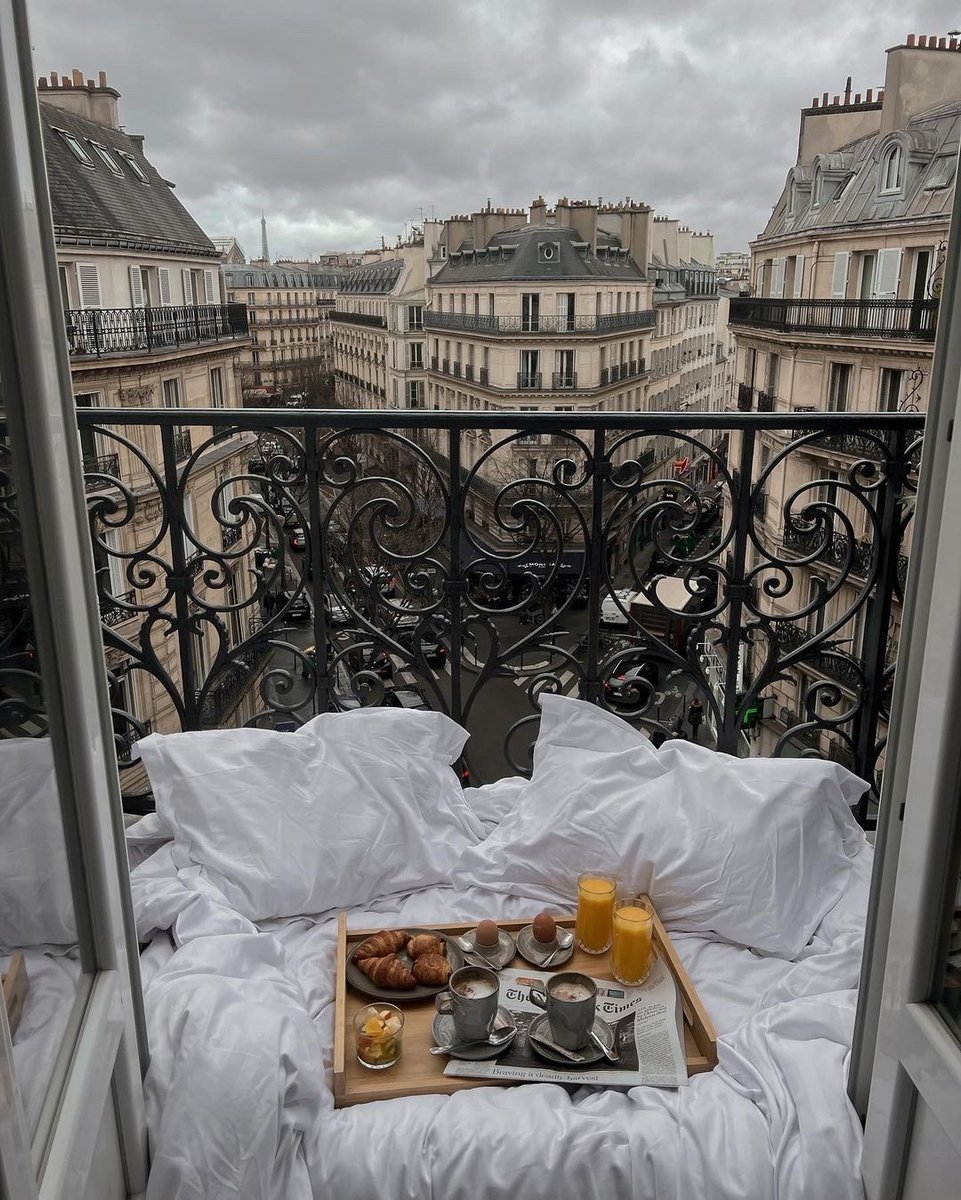 The delight of morning coffee in Paris.