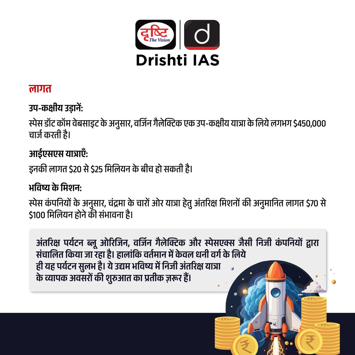 drishtiias's tweet photo. प्रिय विद्यार्थियो,
.
संडे स्पेशल प्रोग्राम में हम बीते सप्ताह की किसी विशेष न्यूज़ की कवरेज करते ��ैं।
.
आज का टॉपिक है : अंतरिक्ष पर्यटन
#GopiThotakura #FirstIndianSpaceTourists #Spacecraft #BlueOrigin #DrishtiOnSunday #SundaySpecial #DrishtiIASSundaySpecial #DrishtiIAS https://t.co/PNBRGImv68
