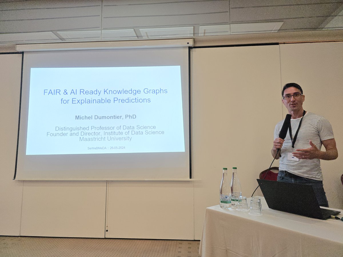 sewebmeda's tweet photo. Prof @micheldumontier from @MaastrichtU ,
@maasuniversity delivering the keynote Title: Towards Biomedical Neurosymbolic AI: From Knowledge Infrastructure to Explainable Predictions
@sewebmeda @eswc_conf @RCSIPharmBioMol
@fairdata #DataScience #HCLS https://t.co/5uTmR2cWK6