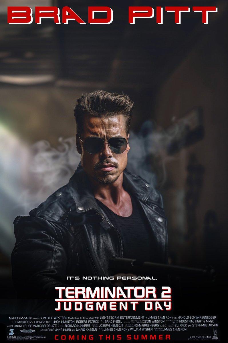 FlyDesignJC's tweet image. Dirección: 
James Cameron.

Dirección artística: 
Marlene Stewart.

Producción: 
James Cameron.

Protagonistas: 
Brad Pitt, Keanu Reeves, Leonardo Dicaprio.

#terminator #movies #bradpitt #keanureeves #leonardodicaprio #photoretouching #midjourney