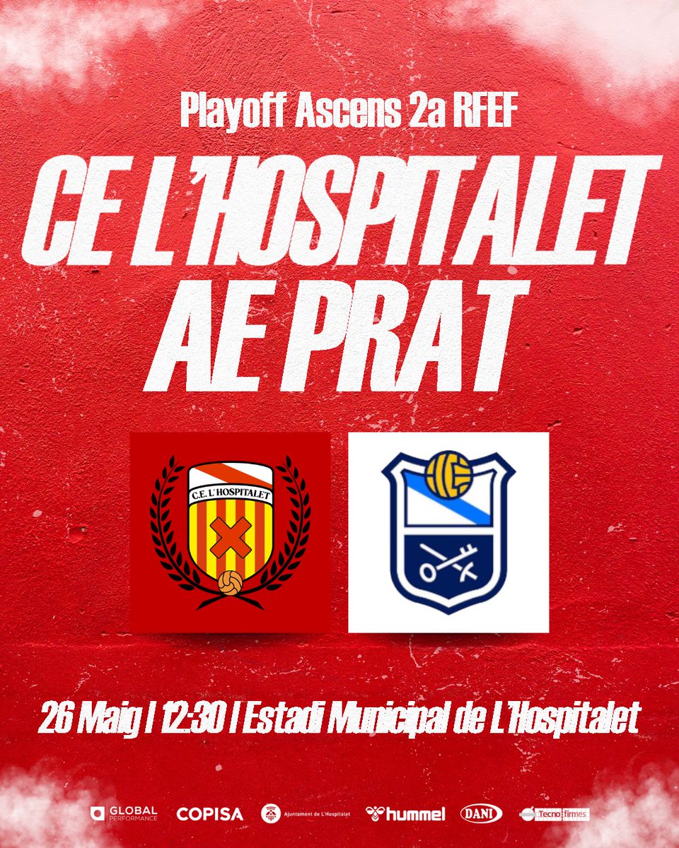 [DIA DE PARTIT]

🏆#3aRFEF | PlayOff (tornada)
🕛 12.30h
⚽️ <a href="/CELHospitalet/">CE L'Hospitalet</a> - <a href="/aeprat1945/">AE Prat</a>
🏟 Estadi Municipal de L'H
📲 <a href="/CELHospitalet/">CE L'Hospitalet</a>
📻 <a href="/HospiRadio/">HospiRadio</a> | <a href="/MarcadorCat/">Marcador Catalunya</a>
🖥 <a href="/TelevisioLH/">Televisió L'Hospitalet</a> | <a href="/laxarxames/">La Xarxa+</a>

🎟️ Socis AE Prat: 5€

#SomhiHospi #PosatlaFranja♦️ #MatchDayLH