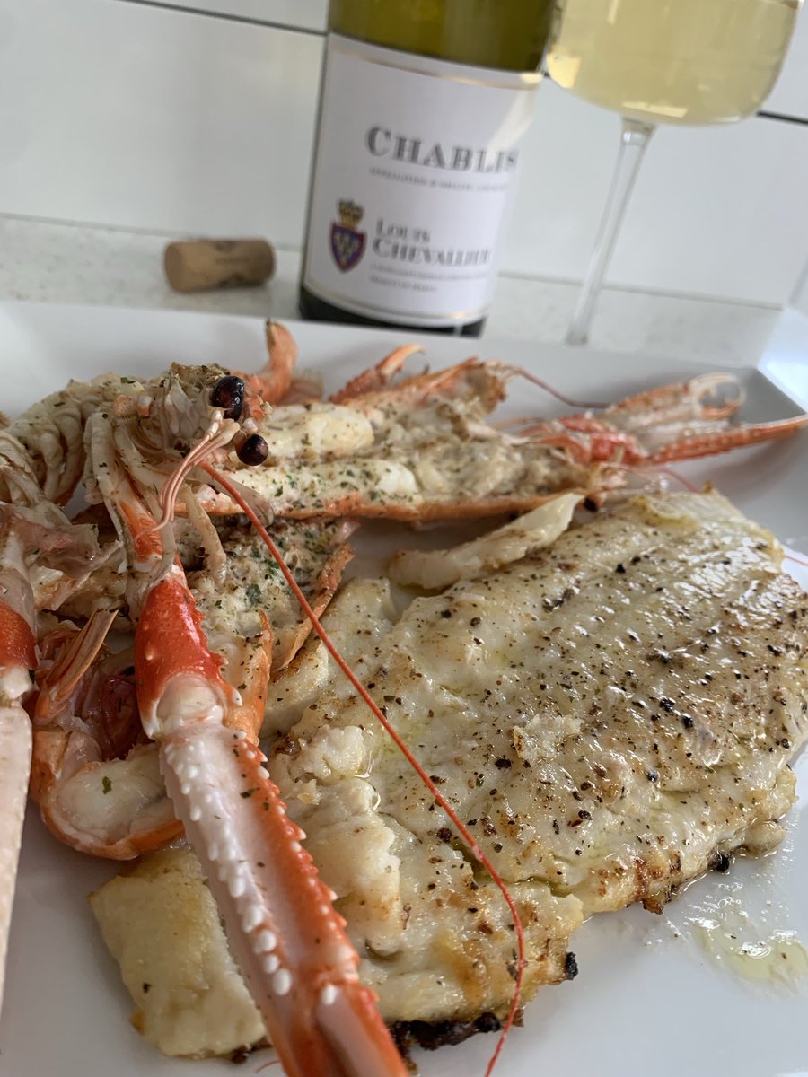 Delicious it was #langoustines #lemonsole #chablis #homecooking #localfishmonger