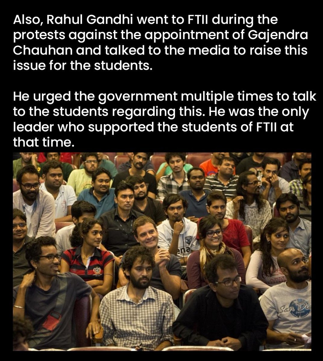 Payal Kapadia deserves all the praise for her hardwork as a filmmaker but I'll also praise Rahul Gandhi for standing up with the students of FTII when they needed support 🇮🇳.