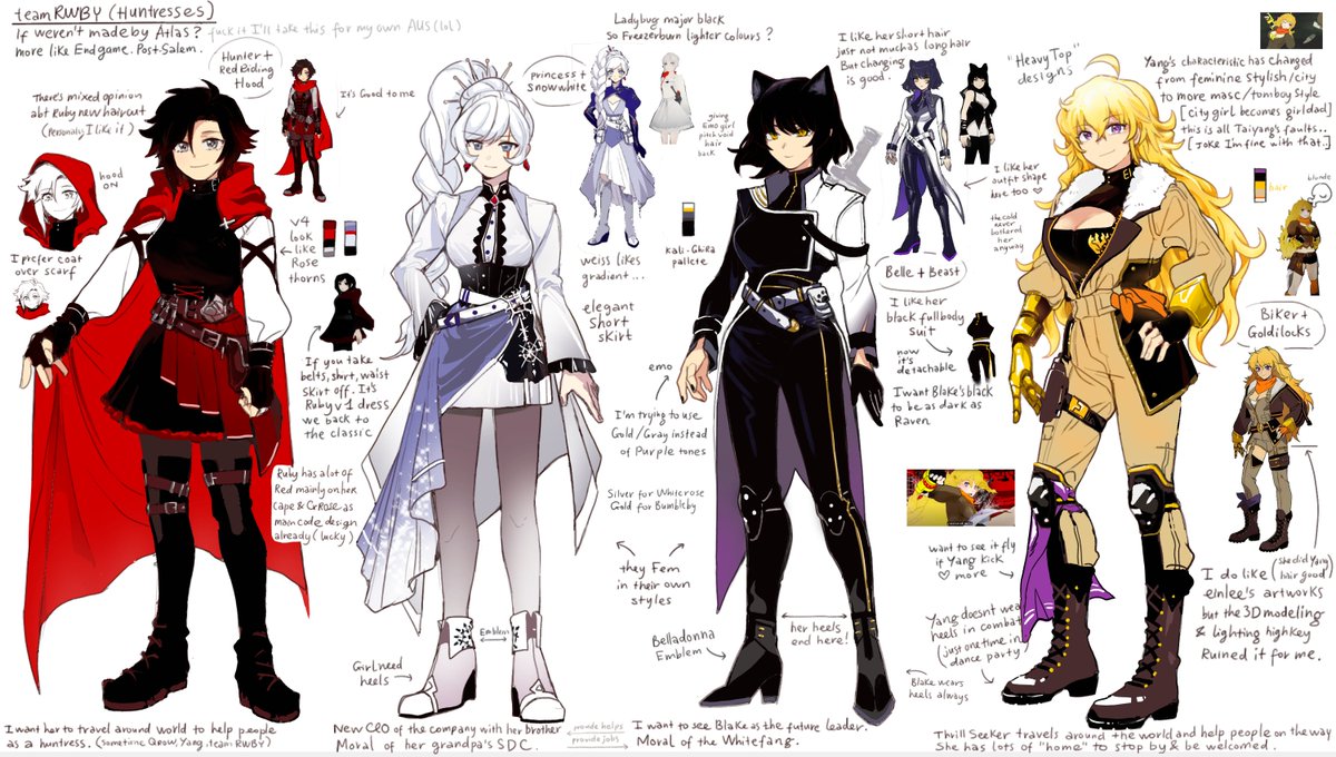 RWBY alt-outfits but i put in too much notes 😭
not so proud of some details but pls choose ur fav