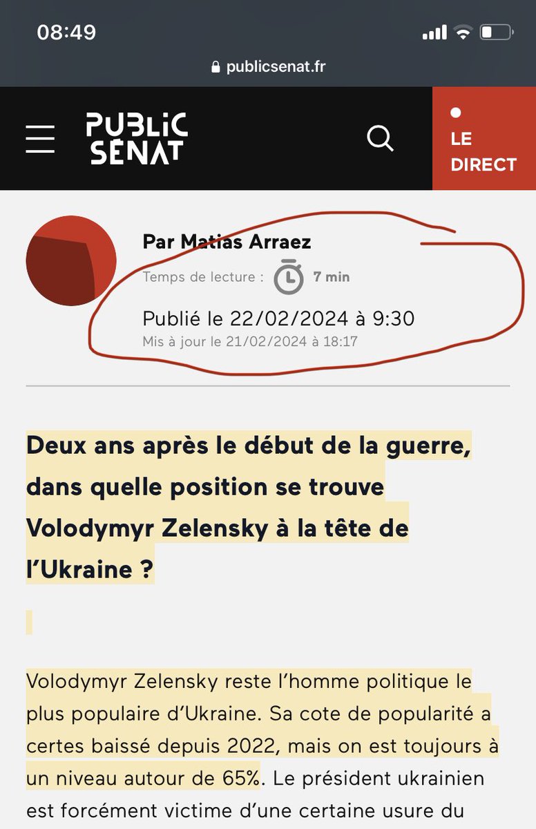 Regardez comme leurs notes sont subtilement mensongères (et parfois totalement !!) La popularité de Zelenski, si l’on croit l’article public sénat (!) est à 65%… mais en février dernier. Comme sur le graphe d’ailleurs. Leur habitude est de mentir, ils sont macronistes,