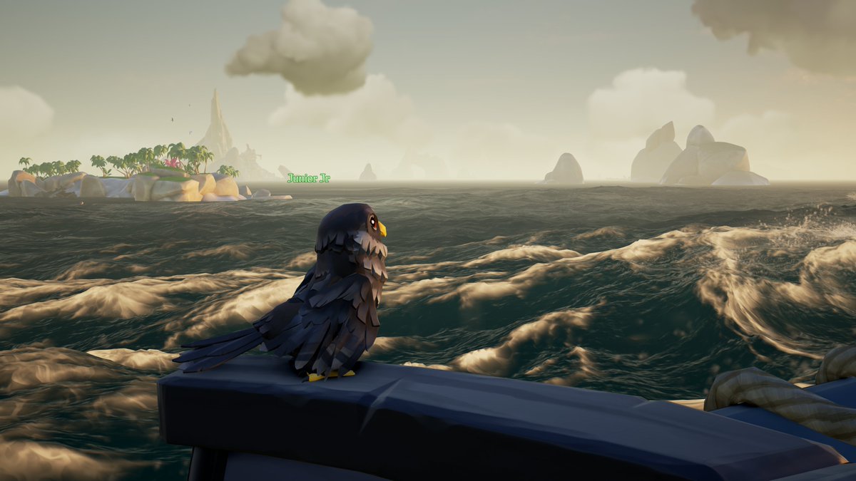 Little man soaking up all the things the sea has to offer. And being so adorable his mom's gonna melt ❤️ #SeaOfThieves