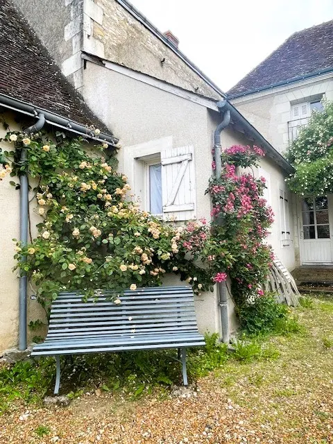 You'll be doing well to get to use one of this bench n Chedigny today as it's day two of the village's rose festival.
