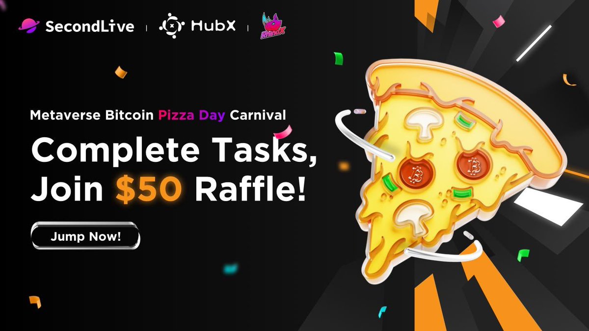 🍕 <a href="/SecondLiveReal/">SecondLive</a> x <a href="/HubX_ink2/">HubX_Official</a> x <a href="/RhinoX_SBT/">Rh!noX</a> - Metaverse #BitcoinPizzaDay Carnival Raffle

hubx.buzz/raffle/detail/…

Embark on an immersive journey through the Metaverse and savor the deliciousness of $50! Celebrate the spirit of Bitcoin Pizza Day with us and get a chance to win