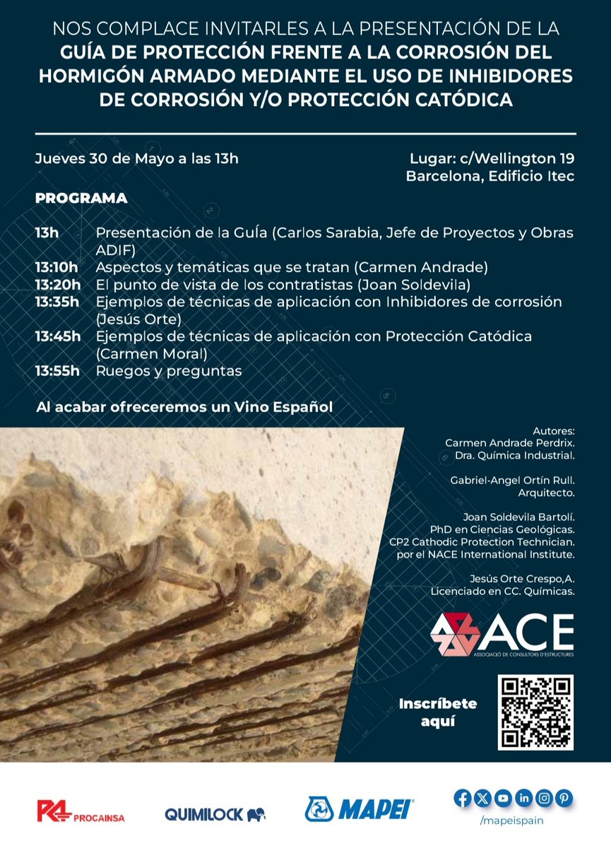 ATEM UPC (@atem_info) on Twitter photo Interesting presentation of that new and helpful guide for RC corrosion inhibitors <a href="/Con_Estructures/">ACE | Assoc. Consultors d'Estructures</a> <a href="/MapeiSpain/">Mapei España</a> presented by Dra. Carmen Andrade and other authors Interesting presentation of that new and helpful guide for RC corrosion inhibitors <a href="/Con_Estructures/">ACE | Assoc. Consultors d'Estructures</a> <a href="/MapeiSpain/">Mapei España</a> presented by Dra. Carmen Andrade and other authors