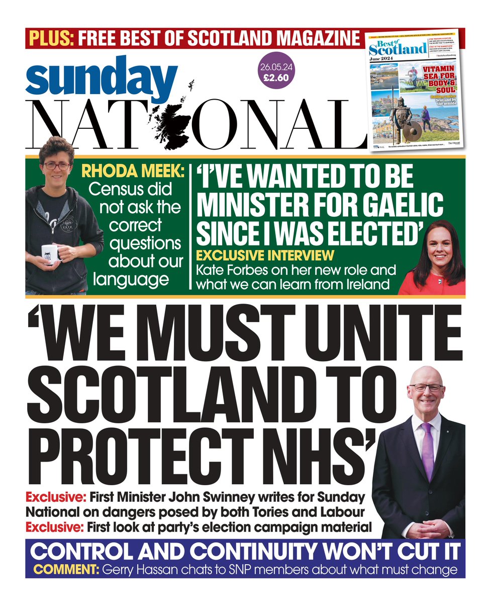 Don't forget to pick up a copy of today's Sunday National 📰

John Swinney: 'We must unite Scotland to protect NHS'