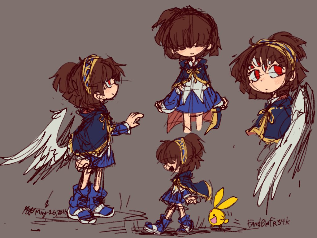 uhhhh #puyopuyo fantasy AU Arle concept design?? she's a human-angel hybrid or smth idk still working on it