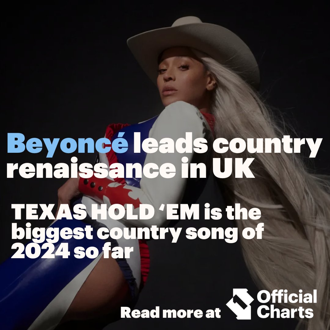 One of one 🐎 @Beyonce leads the renaissance of country music in the UK for 2024 🤠 Read more: officialcharts.com/chart-news/thi…