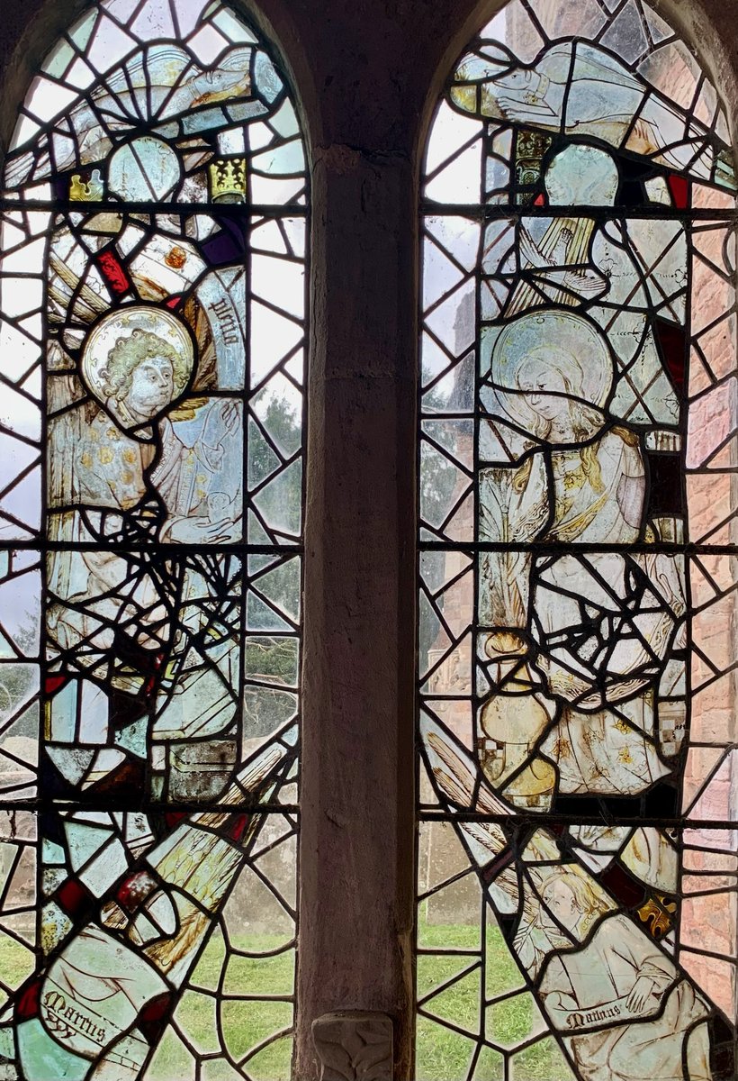 Medieval stained glass from the porch of St. Mary`s Church at Dymock in Gloucestershire. #StainedGlassSunday 📸 My own.