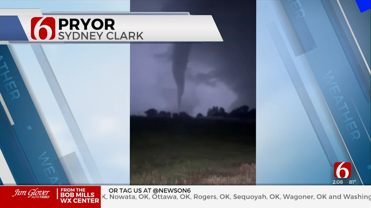 incredible picture of the tornado that hit near Pryor Oklahoma, earlier tonight in NE Oklahoma, picture from <a href="/NewsOn6/">News On 6</a> #tornado #OKWX