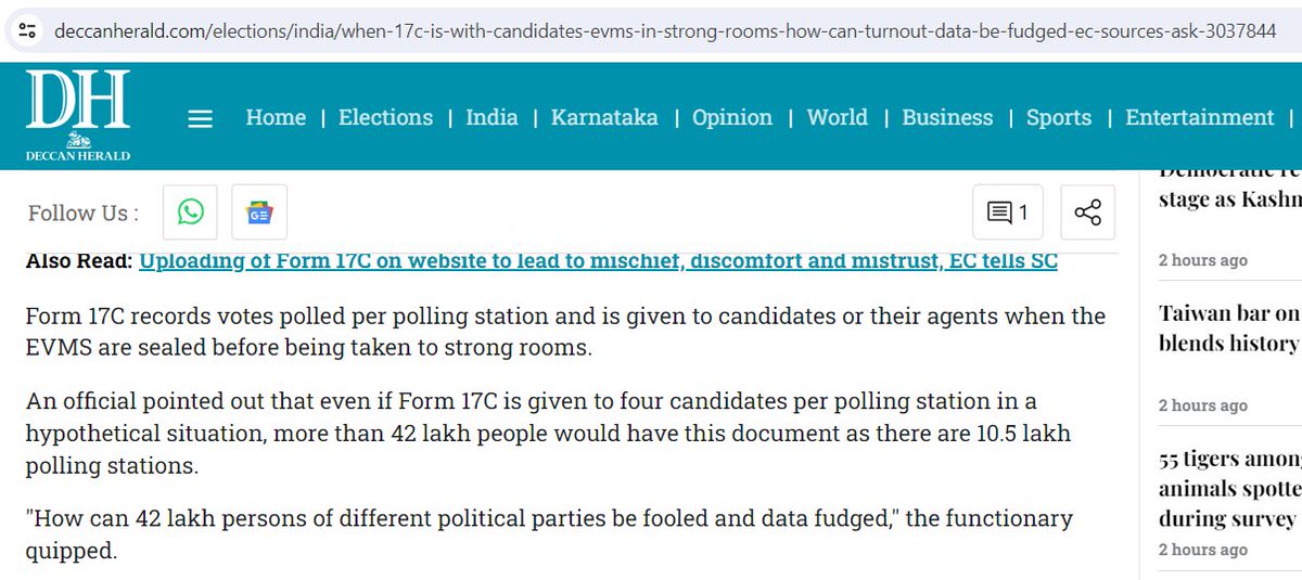 The whole outcry over 'Form 17C' is pure trolling It is already given to polling agents of candidates If they want, they can upload it online themselves ... LOL This is just a way for liberals to create unnecessary doubt in minds of people.