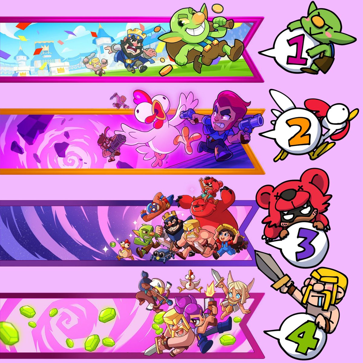 スクワッド・バスターズ
世界同時リリース記念！
バナープレゼント企画✨

4セットを5名様に！そしてランダムで各5名様に！計25名様に、プレゼントさせていただきます🙌

応募方法
・このアカウントをフォロー
・このポストをイイネとリポスト

〆切は5月28日(火) 22:59 🌸(日本時間)

#クラロワ

続↓