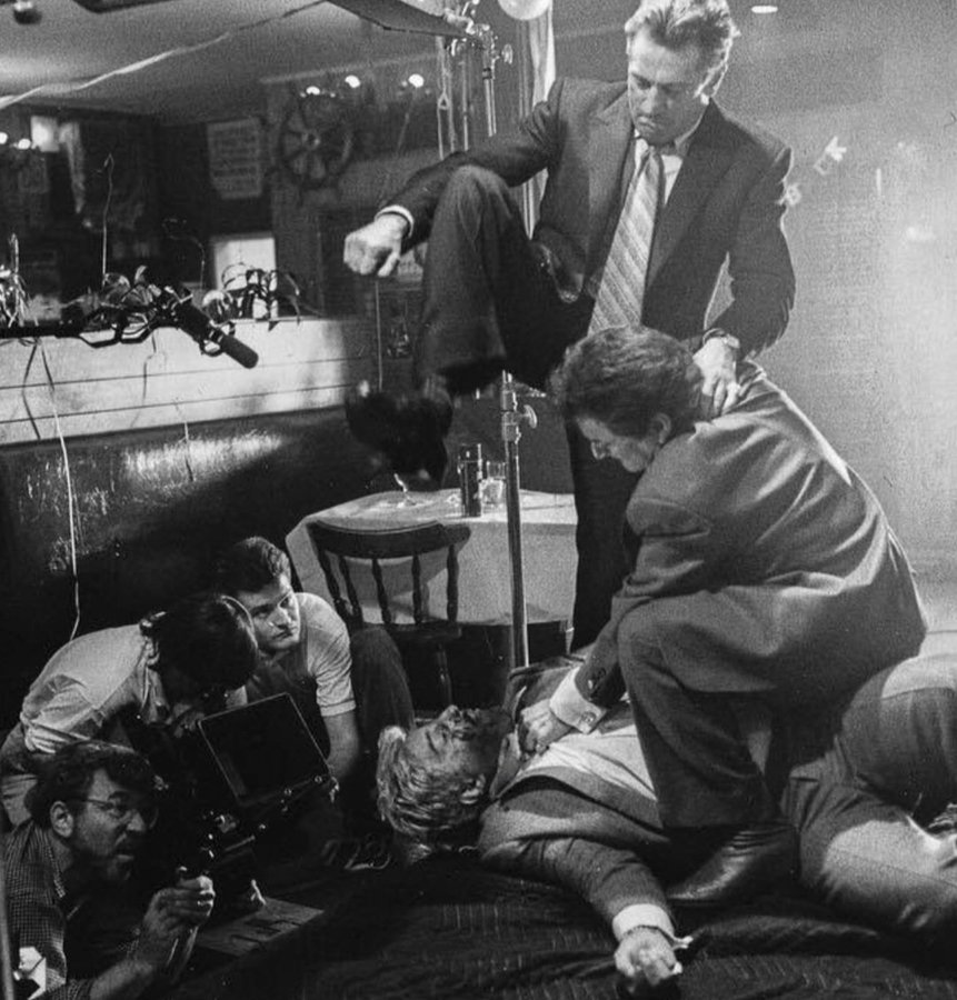 A great behind the scenes shot of the Billy Batts scene from GOODFELLAS (1990).