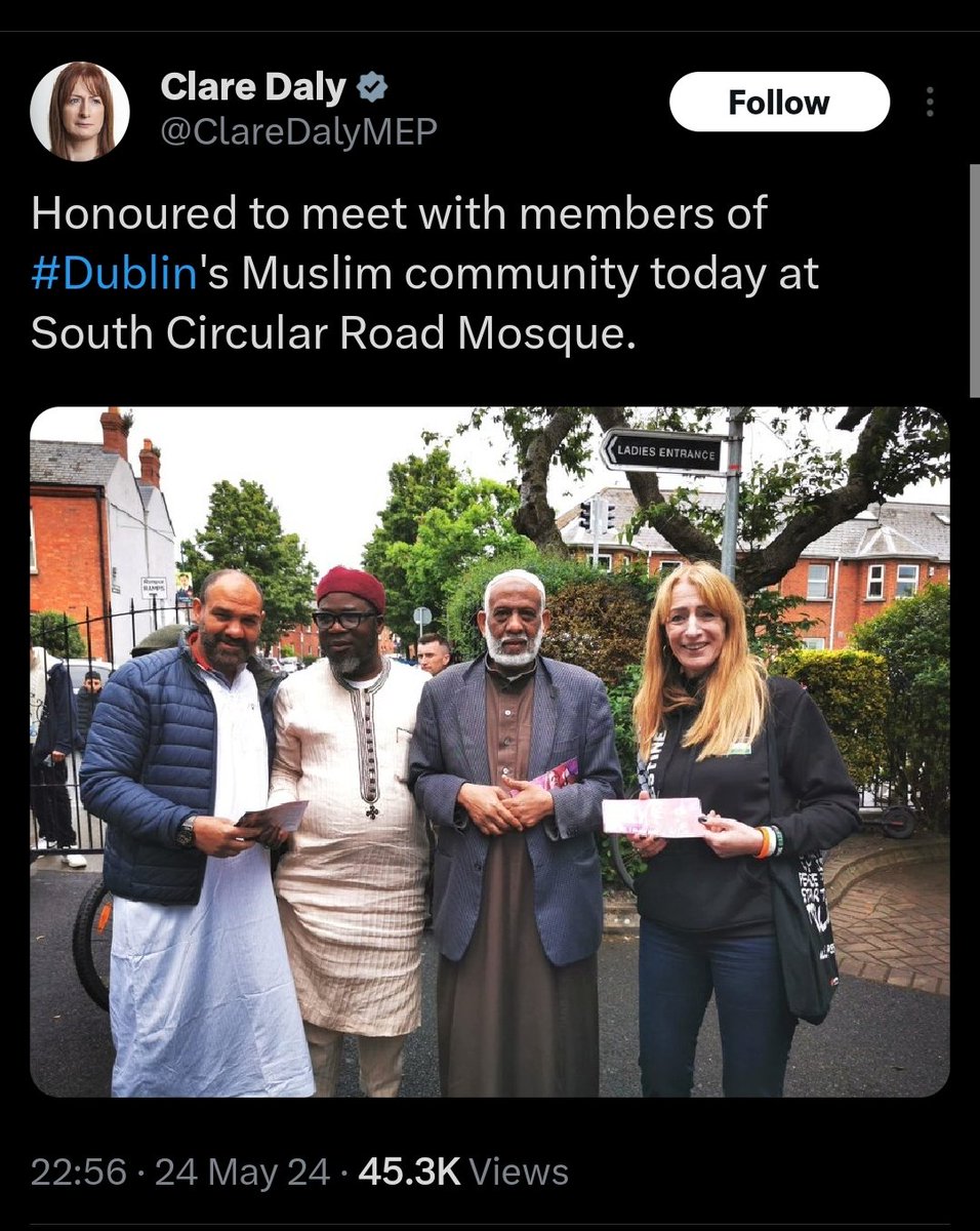 🇮🇪🚨 Far-left MEP Clare Daly yesterday in Dublin canvassing at a Mosque 👇