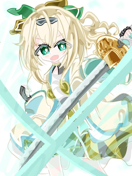 「green eyes holding sword」 illustration images(Latest)