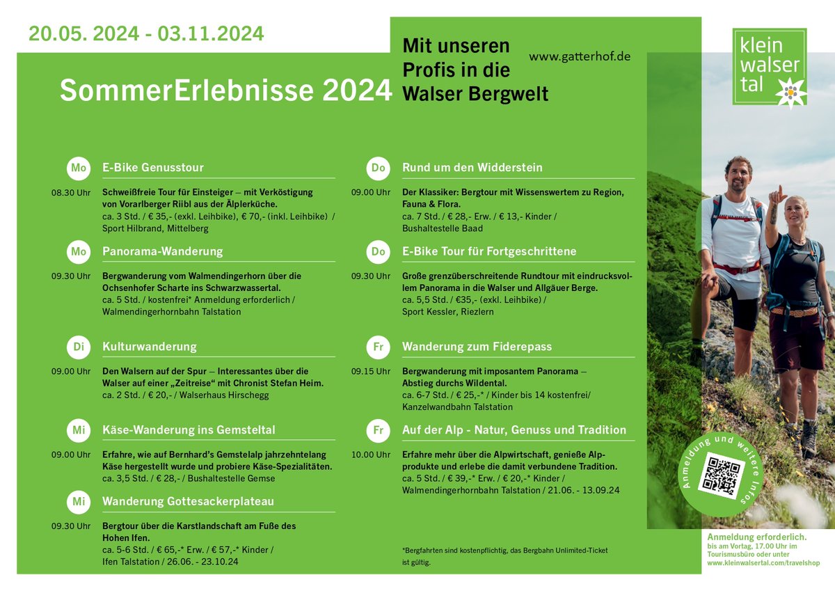 Sommer Erlebnisse 2024 Kleinwalsertal. Geführte Touren durch die Berge. Wandern Biken im Gatterhof Kleinwalsertal #kleinwalsertal #riezlern #wandern #riezlern #allgäu #oberstdorf