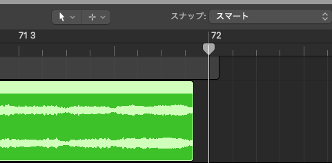 #logicpro
ずっと悩んでるのですが、トラックを縮める時必ず隙間が出来ます。これピッタリ決まらないものですかね🤔（スナップはスマートにしてます）
例）72小節で切りたいのでWAVのお尻を72までドラッグするが、拡大するとピッタリ72のところになっていない。（仕方ないので拡大しつつ再調整している