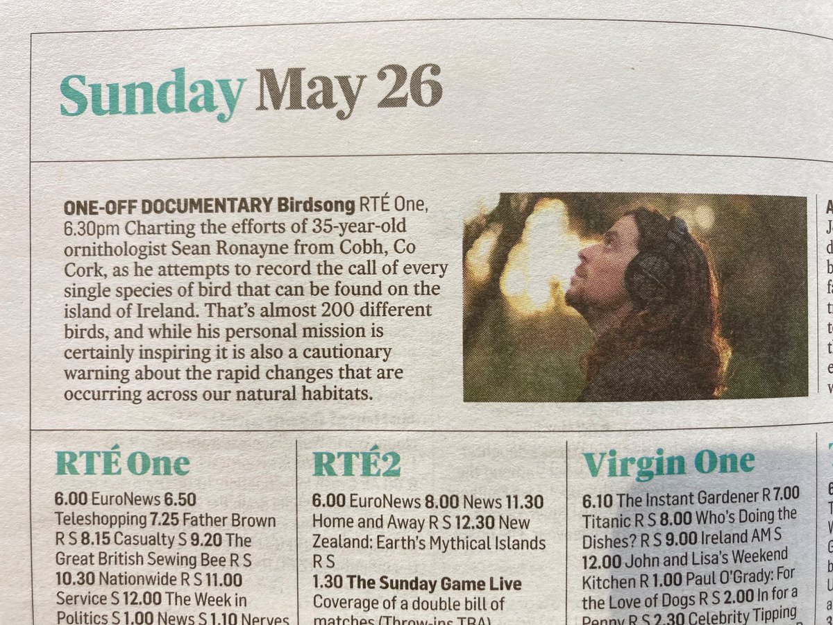 Today is the day. BIRDSONG screens on RTE One @ 6:30pm. Check it out!!