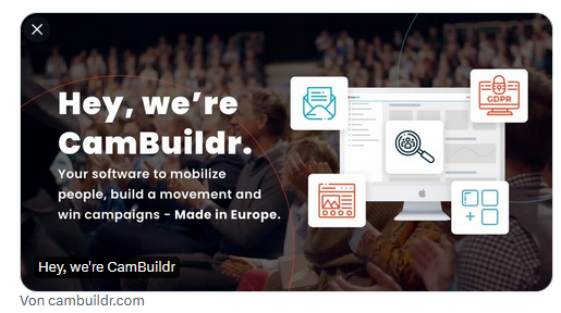 EvaStegen's tweet photo. ↕️
Und wieder #CamBuildr.
#CampaigningSoftware
"Hey, wir sind CamBuildr.
Ihre Software, um Menschen zu mobilisieren, eine Bewegung aufzubauen und #Kampagnen zu gewinnen."
#Verbrenne #VerbrennerAus #CDU #Umfrage #Manipulation
https://t.co/Ndz71BGIXL https://t.co/qeAgZn4jVk