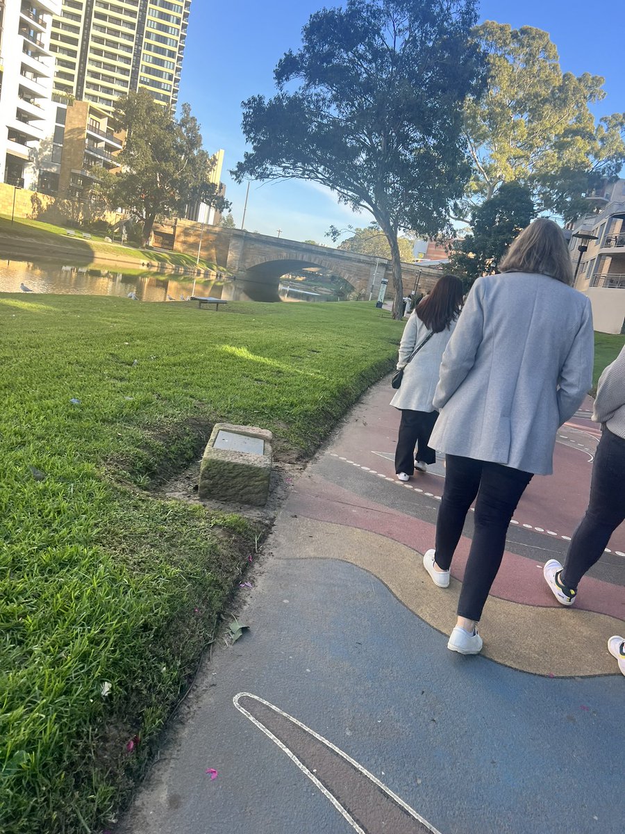 SkyeLyden's tweet photo. Seminar 6 APLP: Leading and Connecting with First Nations Community and Culture. Starting with a walking tour through Parramatta, then listening to Sally Kubiak and Owen Dalkieth speak! https://t.co/A2NMNDQ2kB