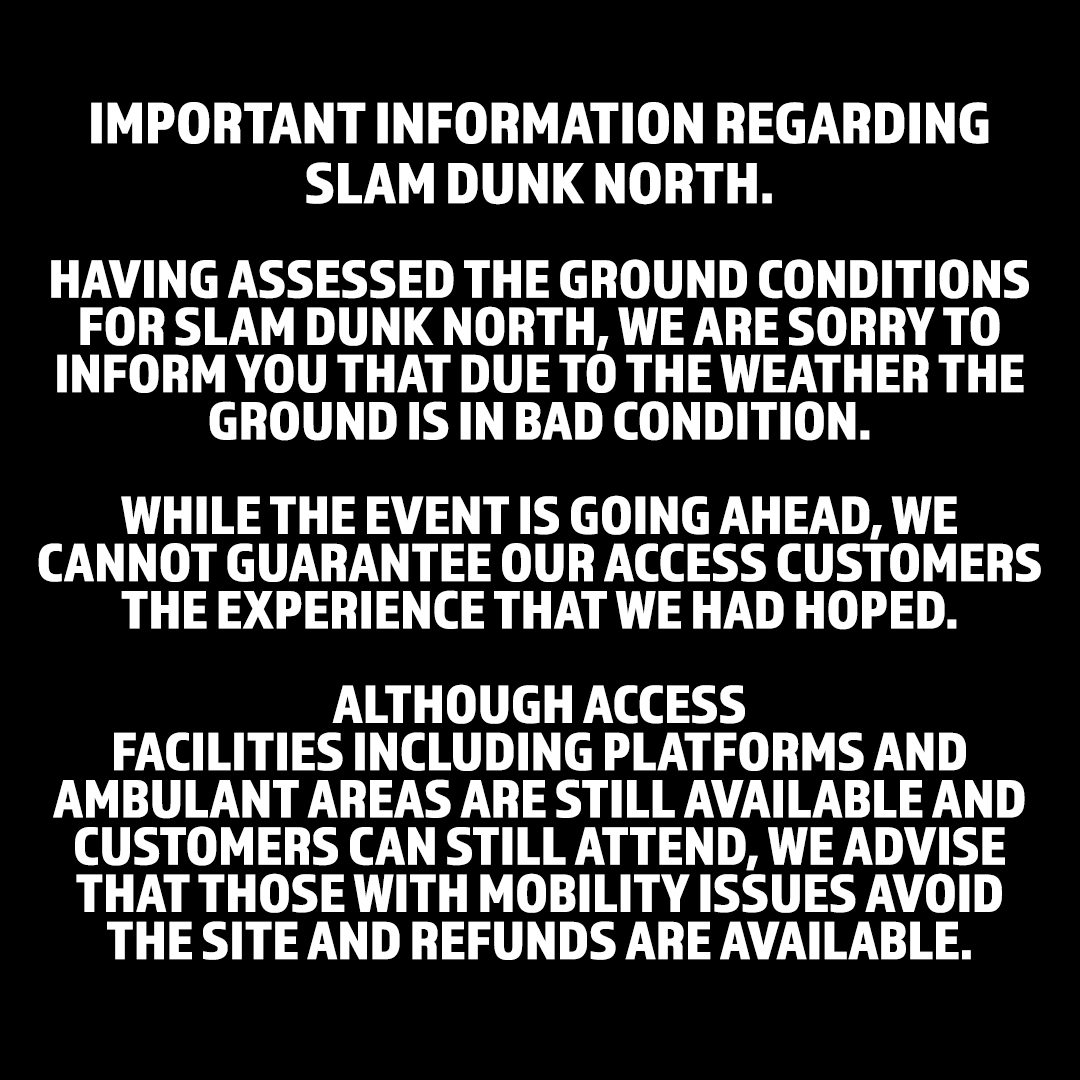 IMPORTANT INFORMATION REGARDING SLAM DUNK NORTH.