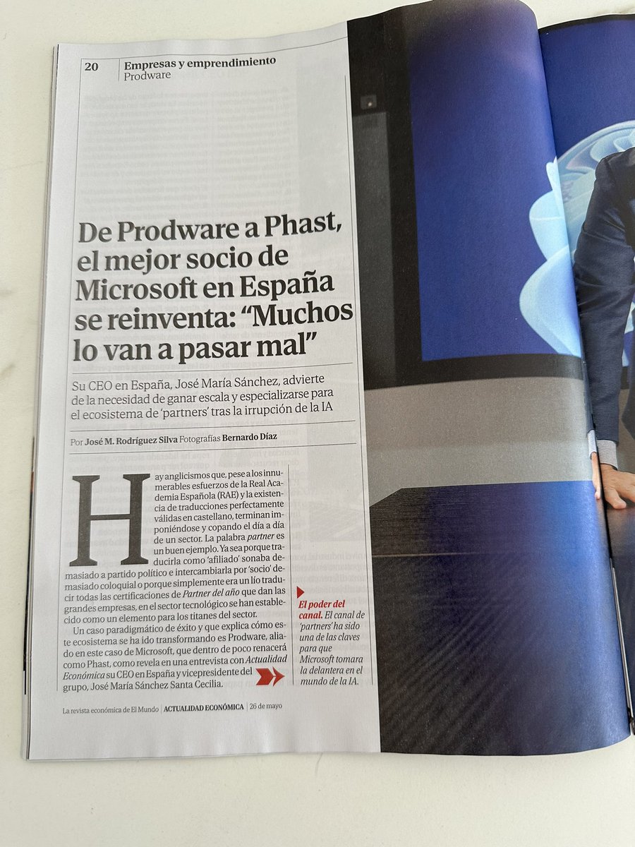ChemSanch's tweet photo. Entrevista en la sección de Empresas y Emprendimiento de @laeconomica con @elmundoes. Estupenda conversación sobre #IA, crecimiento, innovación y la velocidad de los cambios, con @Josem_nuwanda @ProdwareES https://t.co/JT0MjJOQGk