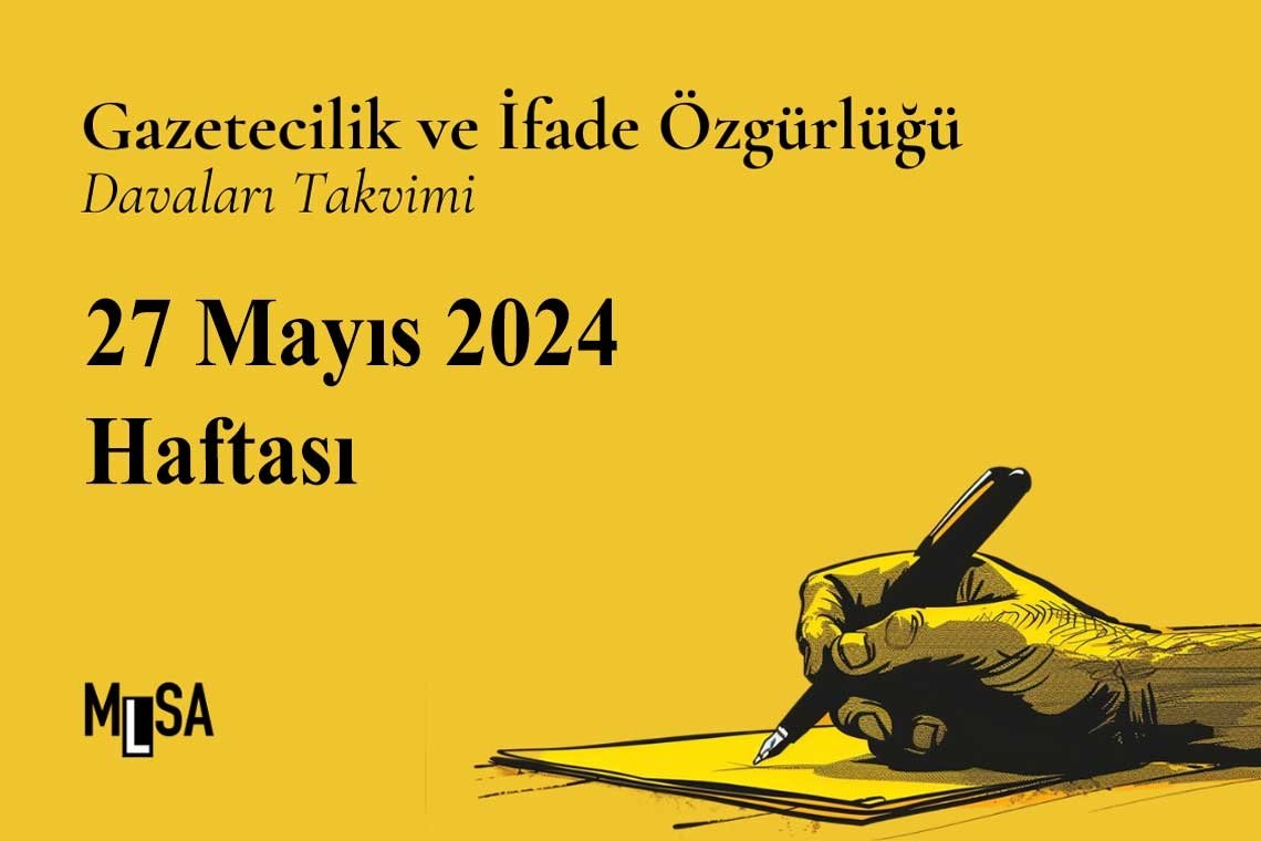 ⚖️ 27 Mayıs 2024 Haftası: Gazetecilik ve ifade özgürlüğü davaları Bu hafta görülecek gazetecilik ve ifade özgürlüğü davaları arasında ➡️ Geçinemiyoruz eylemine katılanlara açılan 2911 davası, ➡️ Veli Saçılık'a açılan 'sansür yasası' davası, ➡️ Savunmanlığını MLSA'nın üstlendiği